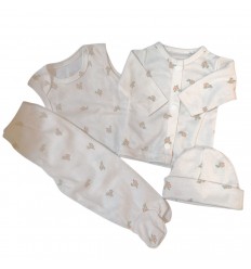 Conjunto para bebé prematuro flor cremita