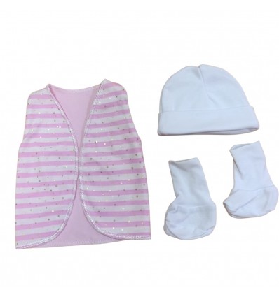 Set de ropa UCI para bebé prematura- rayas rosa