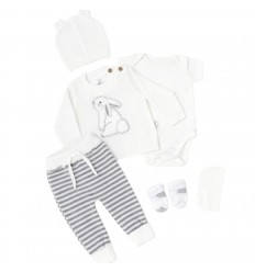 Primera Muda Conejo Tejida blanca x Gris