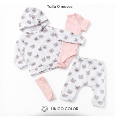 Conjunto capota osos- rosado