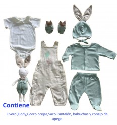 Primera Muda Conejo - Azul x caqui