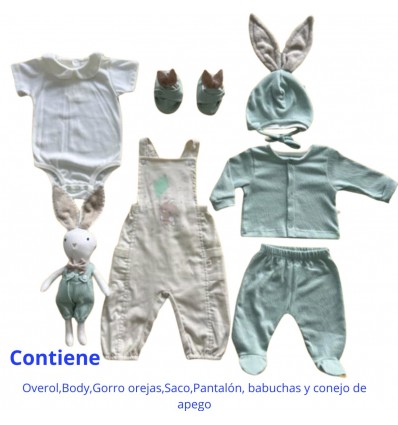 Primera Muda Conejo - Azul x caqui