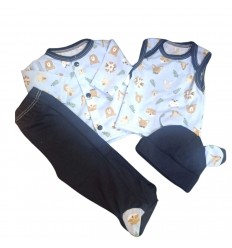 Conjunto para prematuro 4 piezas animalitos-azul