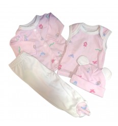 Conjunto para prematuro Flor-rosa