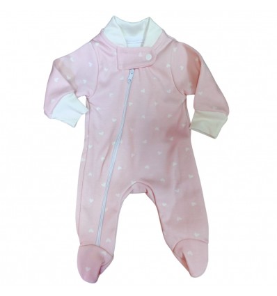 Pijama para bebé prematuro corazón rosado