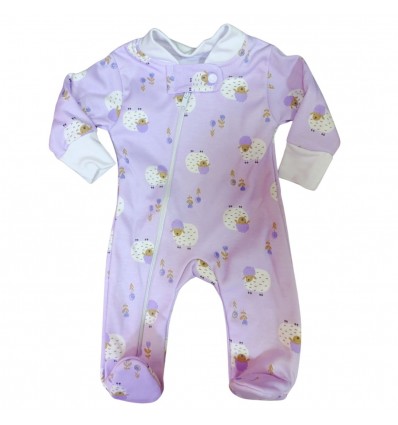 Pijama ovejas en algodón lila - talla 00