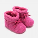bota en hilo para bebe niña frambuesa