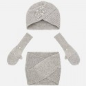 Conjunto para niña gorro cuello y manoplas