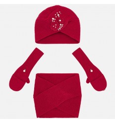 Conjunto para niña gorro cuello y manoplas