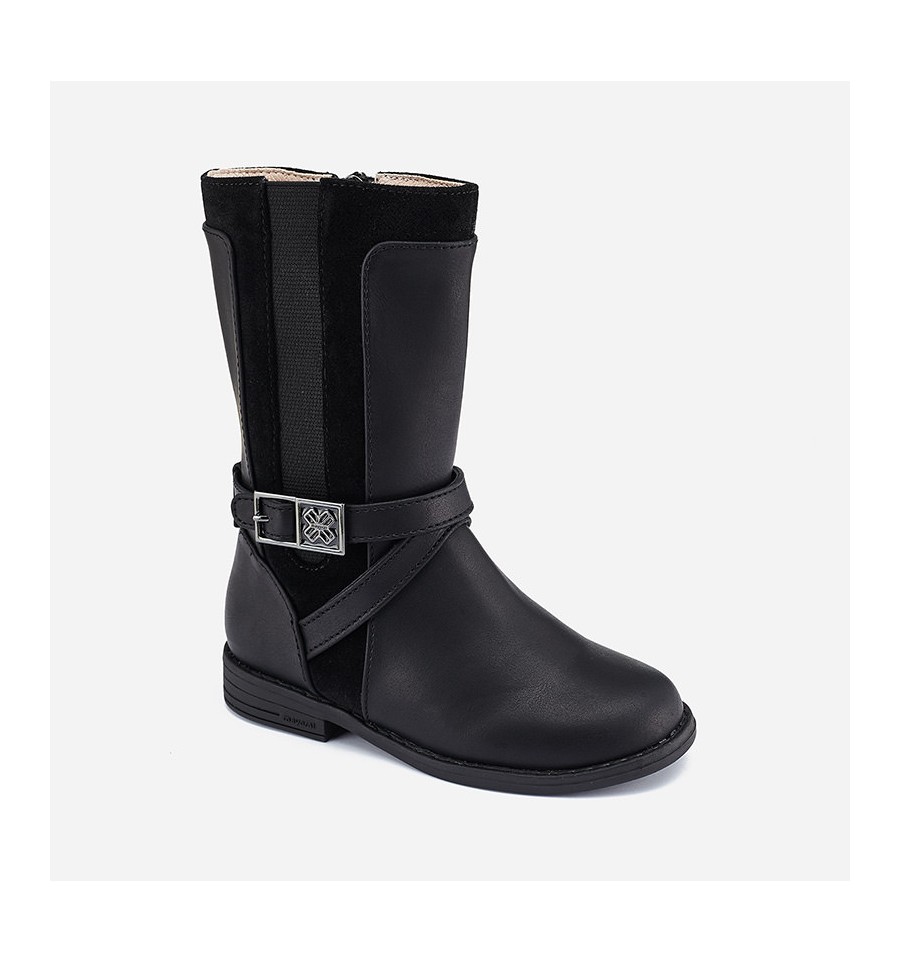 botas para niña color negro con hebilla
