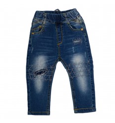 Pantalón jean azul con diseño