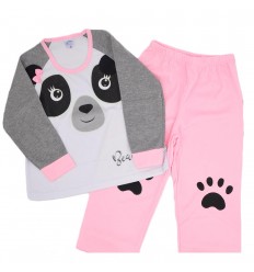 Pijama de dos piezas panda rosada