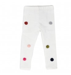 Legging blanco con ponpones de colores