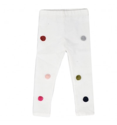 Legging blanco con ponpones de colores