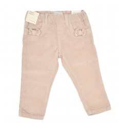 Pantalon para bebé niña en pana-beige