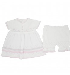 Conjunto para bebé niña en hilo-blanco