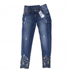 Jean para niña bordado de flores