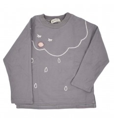 Buzo cuello redondo para niña- gris