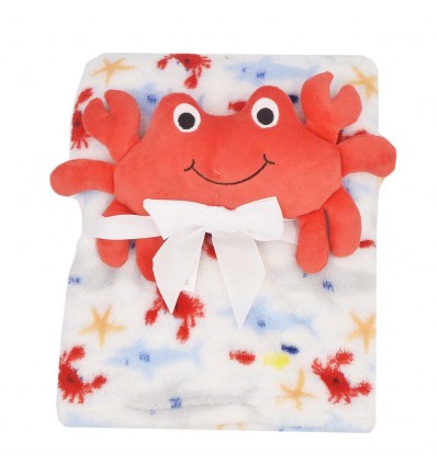 Cobertor con muñeco de apego- cangrejo