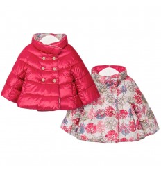 Chaqueton doble faz para niña- flores Coral