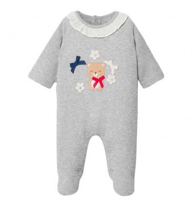 Pijama enteriza para bebé osita-Gris