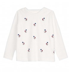 Bluzon bordado flores- Blanco hueso