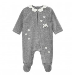 Pijama para bebé velvetin corazones- Gris