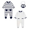 Set dos pijamas y babero para bebé niño Azul