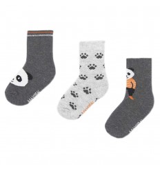 Set de 3 pares de medias-panda Gris