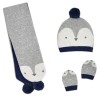 Set de gorro bufanda y mitones Pinguino Gris