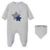 Set pijama con babero para bebé- Gris