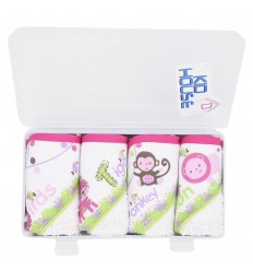 Toallitas babitas x 4 con estuche multiusos- Fucsia