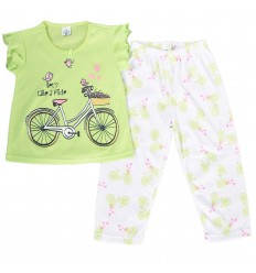 Pijama dos piezas para niña-Verde Bicicleta