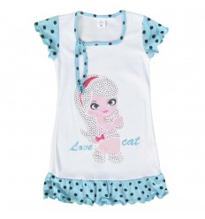 Pijama en Bata para niña - Azul estampada