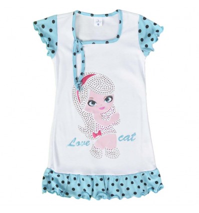 Pijama en Bata para niña - Azul estampada