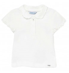 Camiseta polo para bebé niña- Blanca