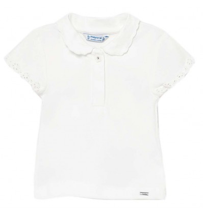 Camiseta polo para bebé niña- Blanca-KidHouse