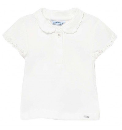 Camiseta Polo Para Bebe Nina Blanca Kidhouse