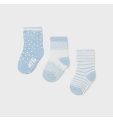 Set de 3 pares de medias para bebé Azul cielo