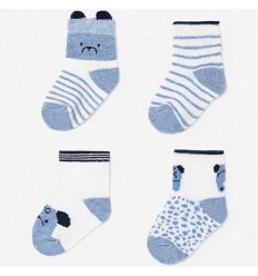 Set de 4 pares de medias para bebé- Azul claro
