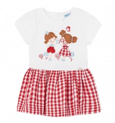 Vestido cuadros para bebé niña - Rojo