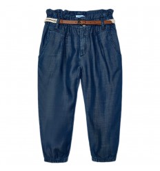 Pantalon jean resortado bota niña- Indigo