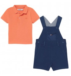 Overol con camisa polo para bebé niño-Azul