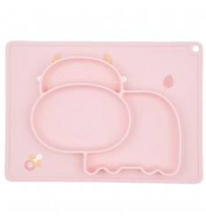 Plato en silicona para bebé con diseño vaquita-Rosa