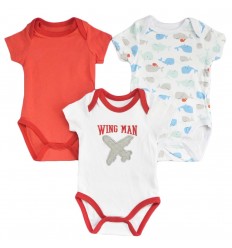 Set de 3 bodys para bebé niño- Rojo